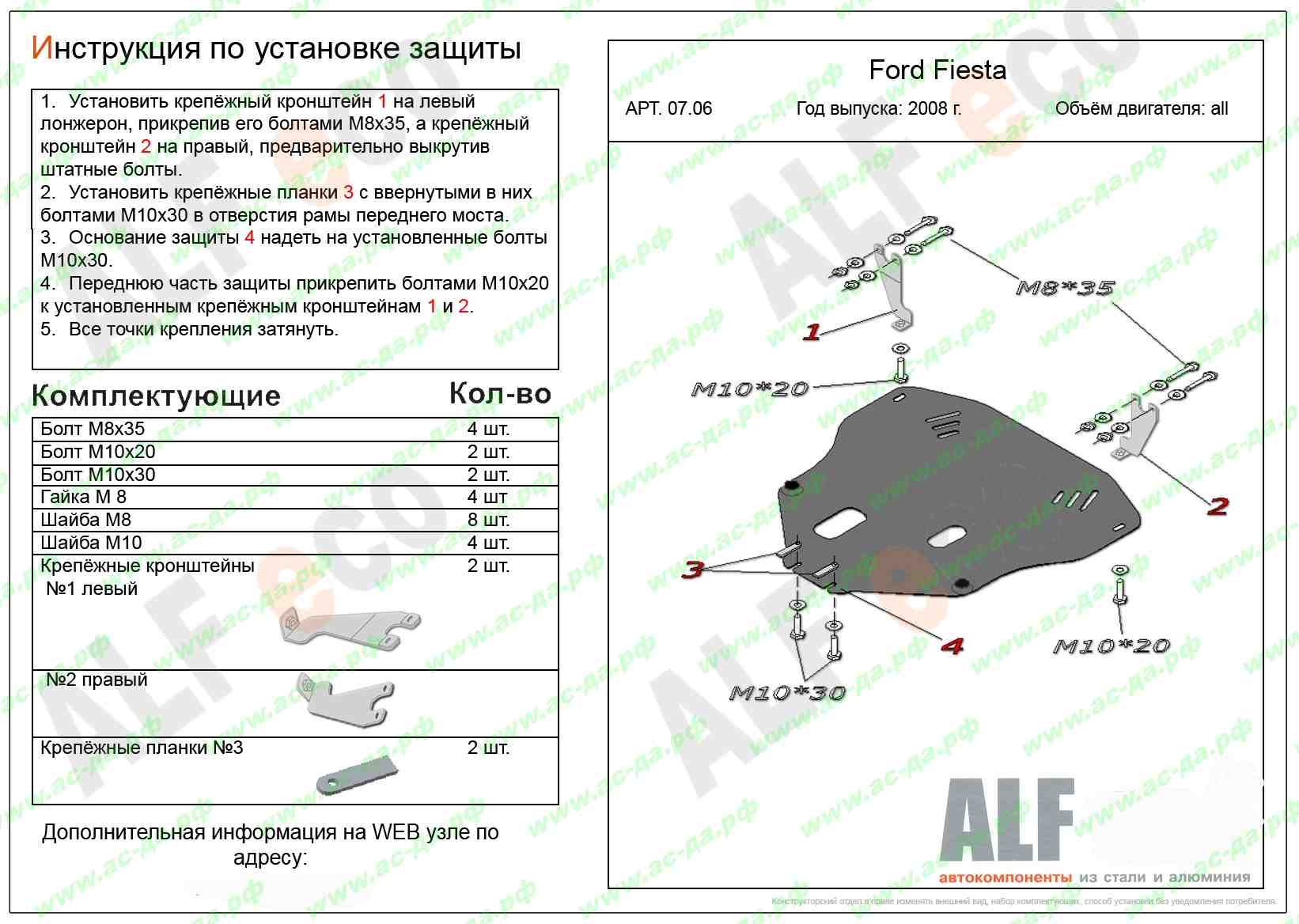 защита двигателя форд фиеста с08-2014